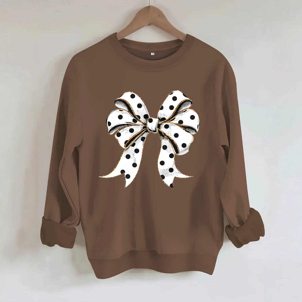 Round neck polka dot butterfly print hoodie