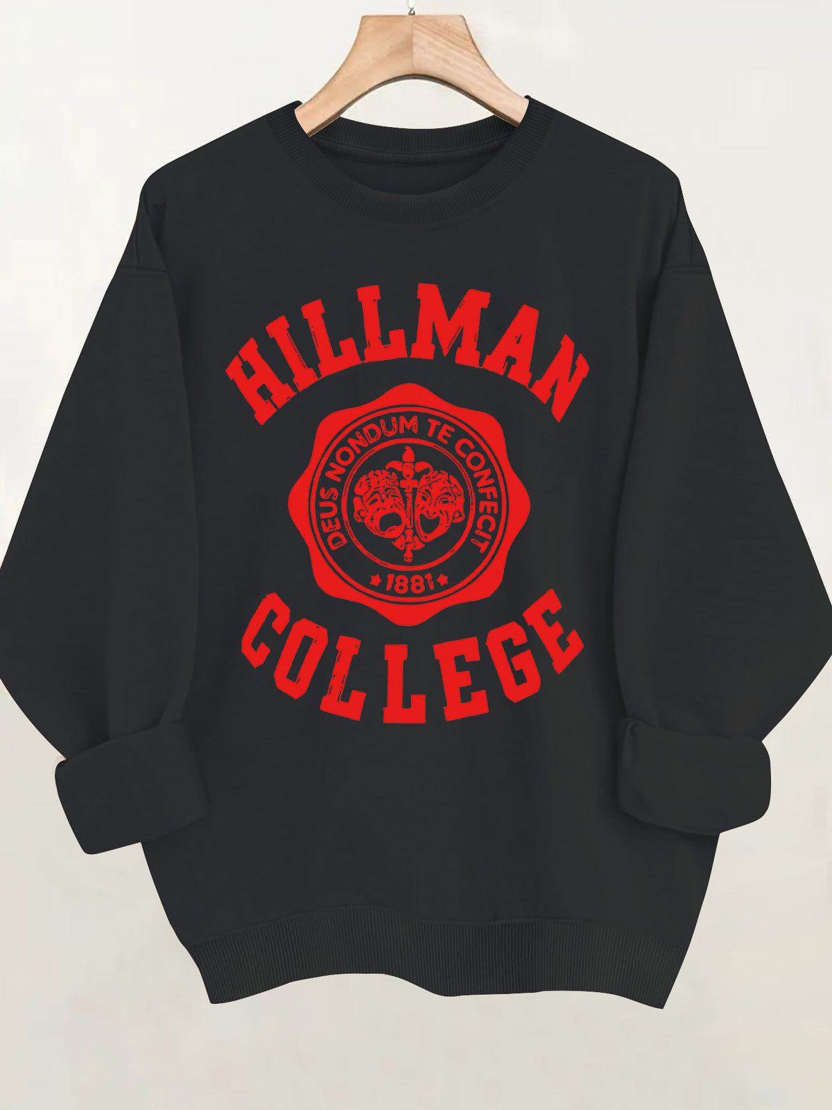 Badge printed long sleeved fleece sweatshirt