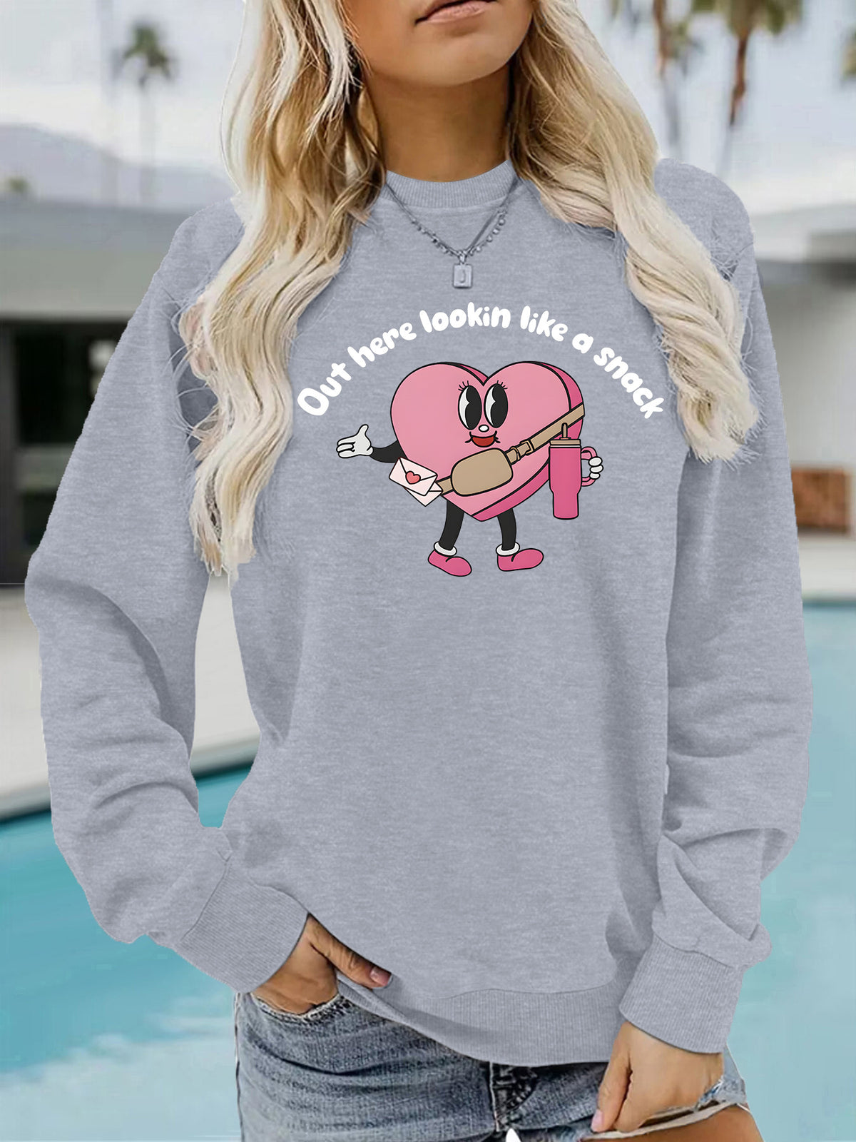 Round neck fleece hoodie