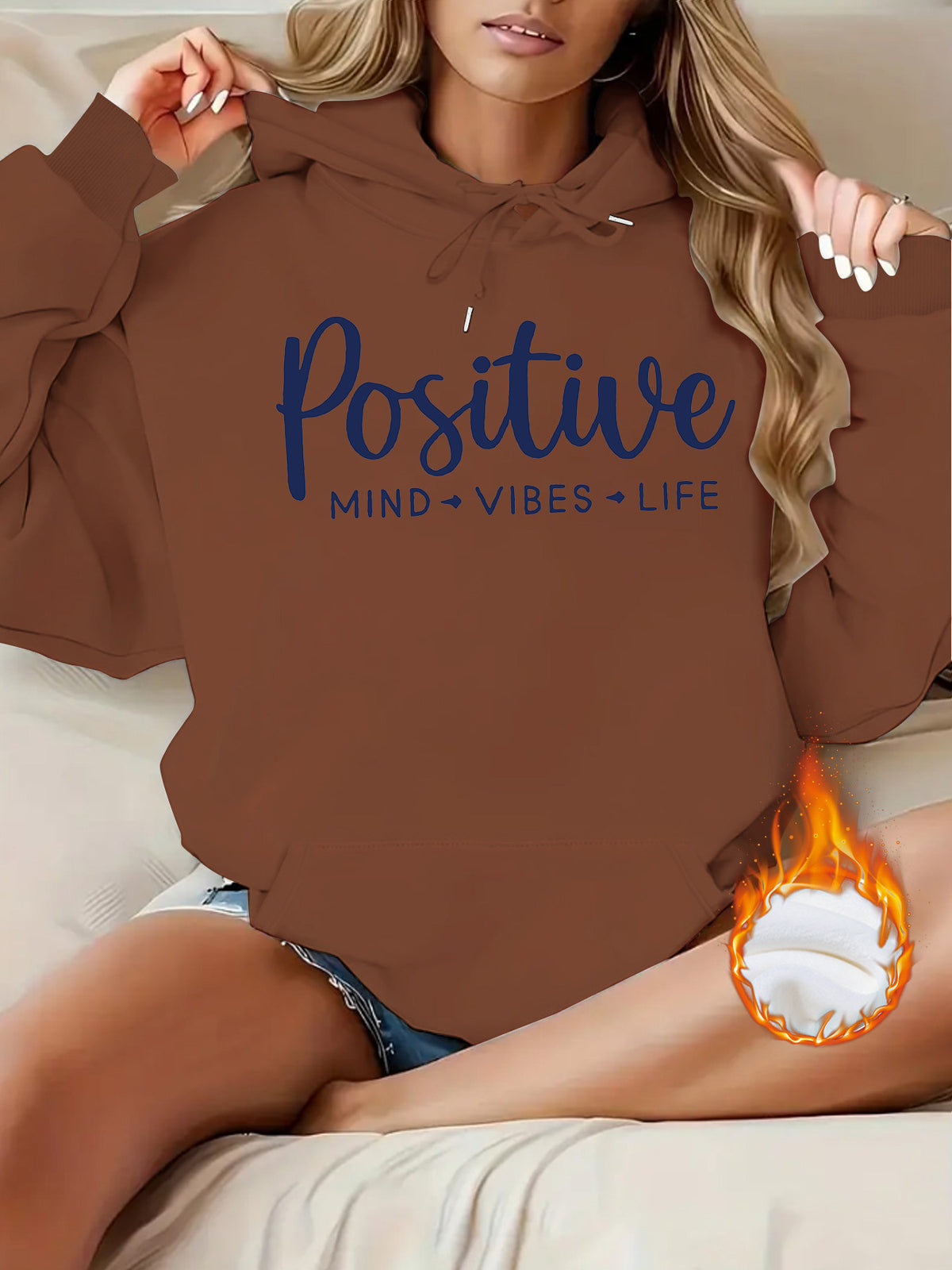 Velvet thickened letter printed hoodie