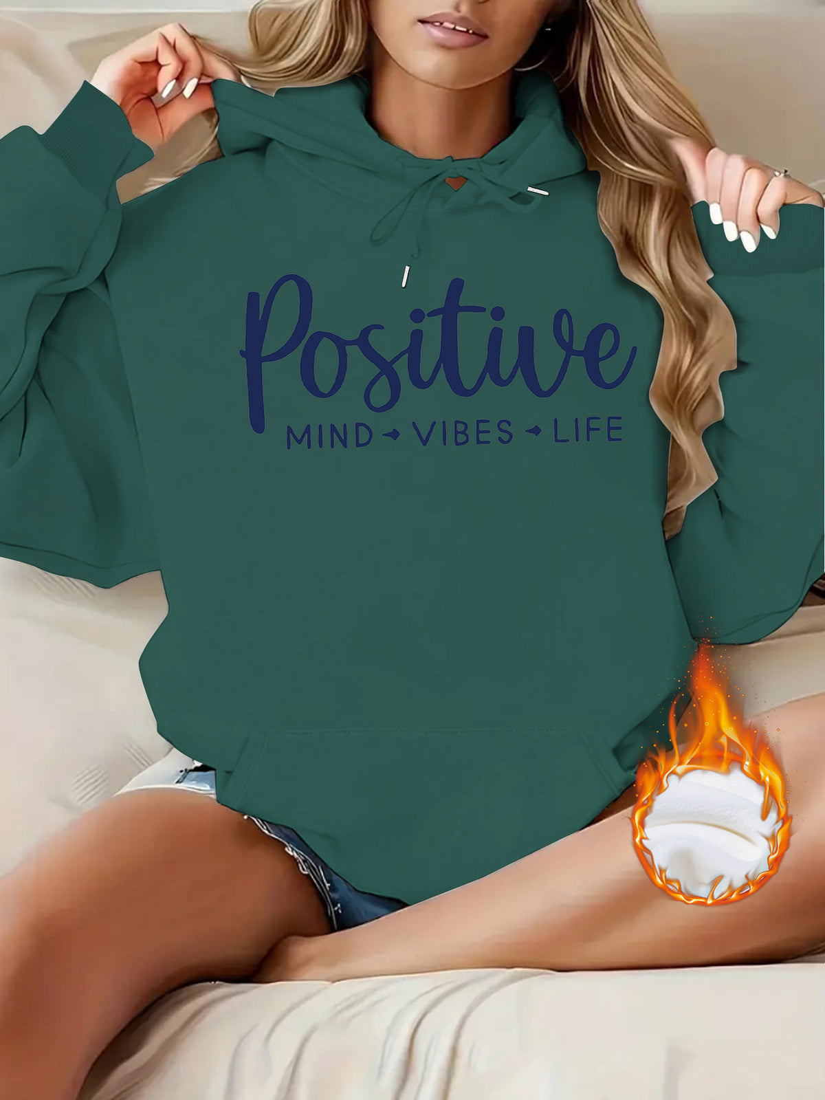 Velvet thickened letter printed hoodie