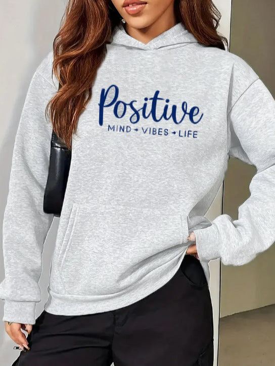 Velvet thickened letter printed hoodie