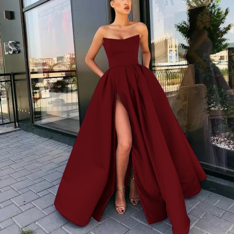 High-End Strapless Evening Gown
