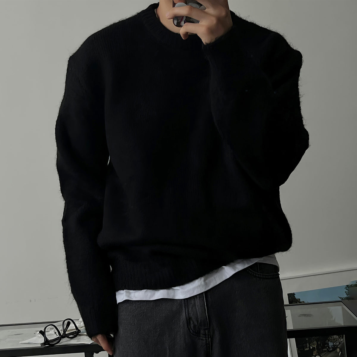 Solid Crewneck Sweater