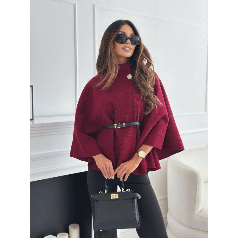 Tight Wool Poncho Coat