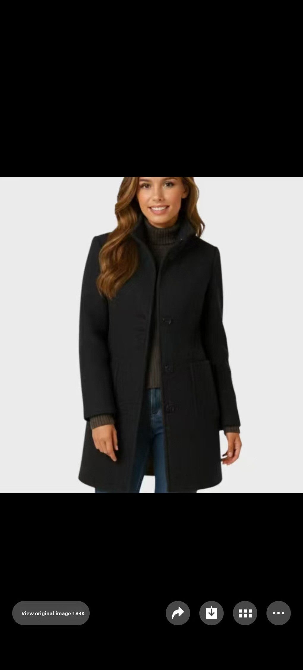 Solid Button-Collar Woolen Coat