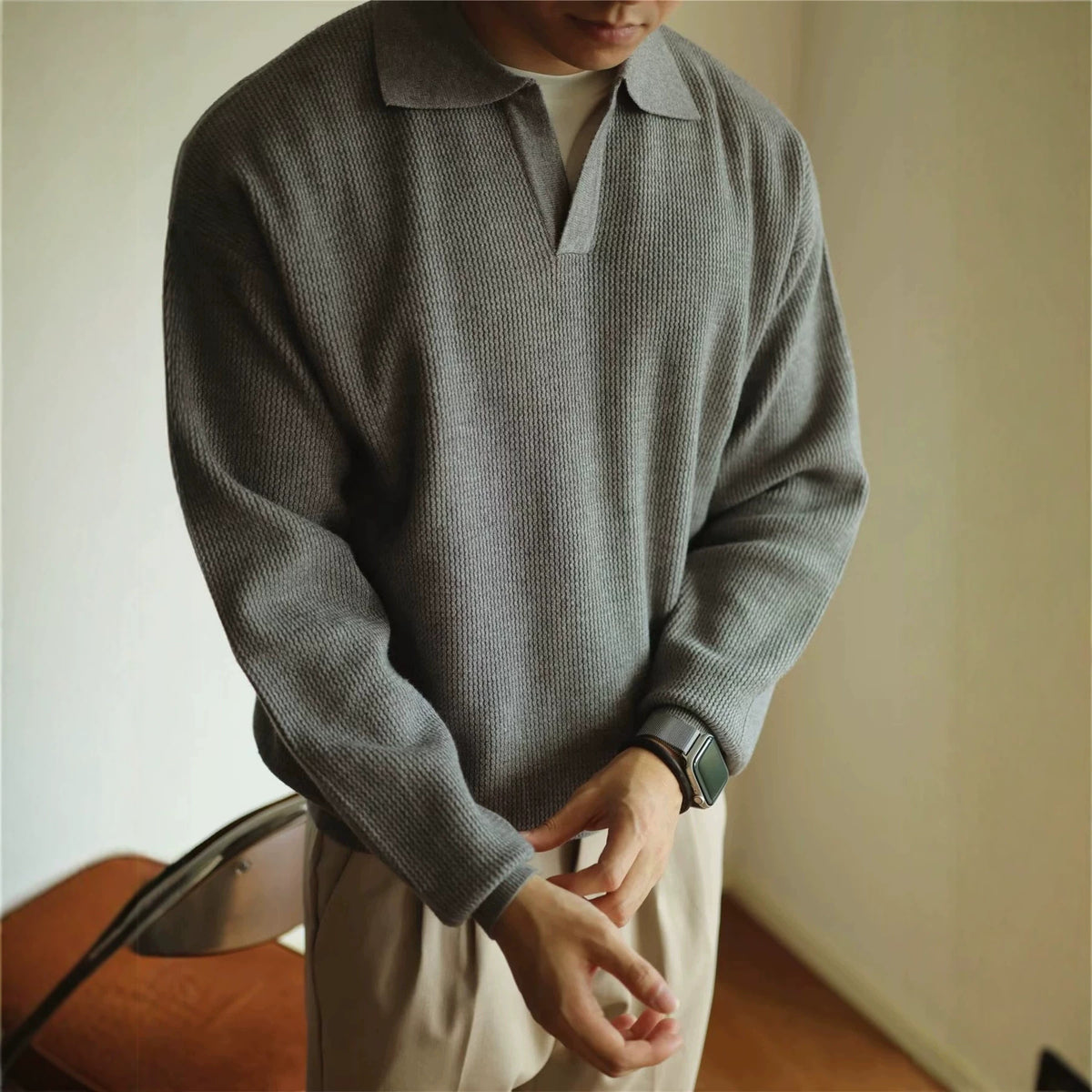 Men'S Lapel Sweater