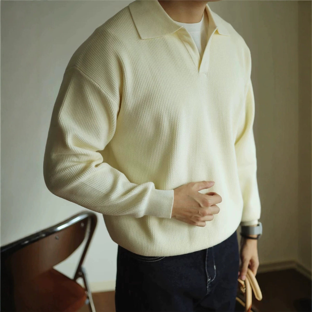 Men'S Lapel Sweater