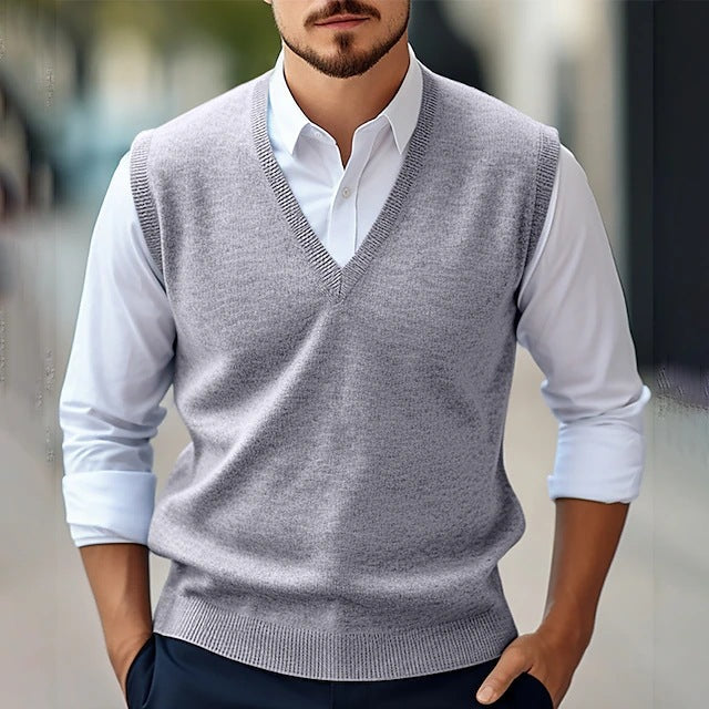 Casual Solid V-Neck Vest