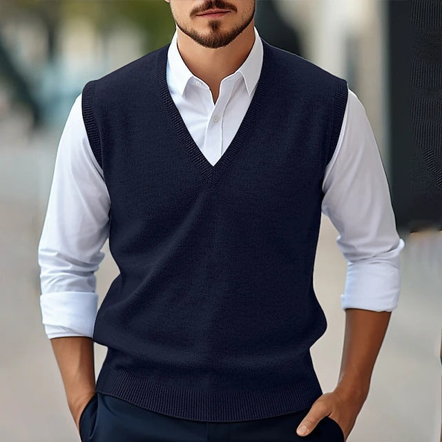 Casual Solid V-Neck Vest