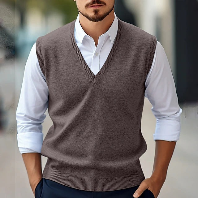 Casual Solid V-Neck Vest