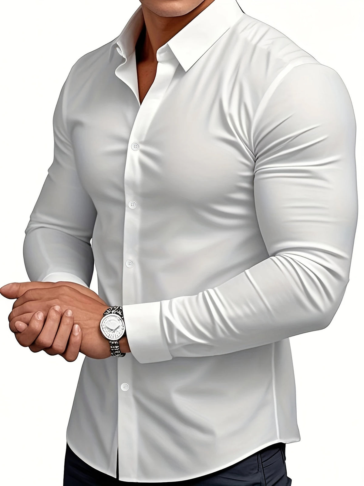 Men'S Long Sleeve Solid Color Shirt