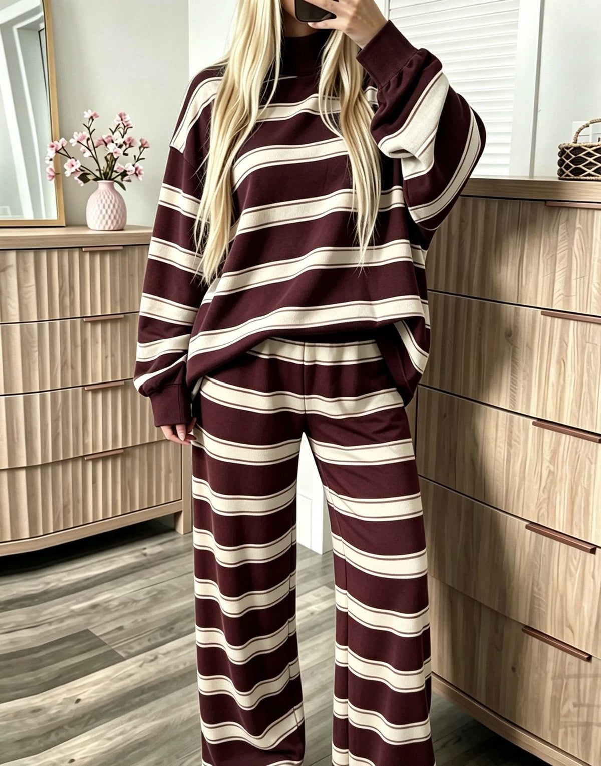Striped Print Casual Set