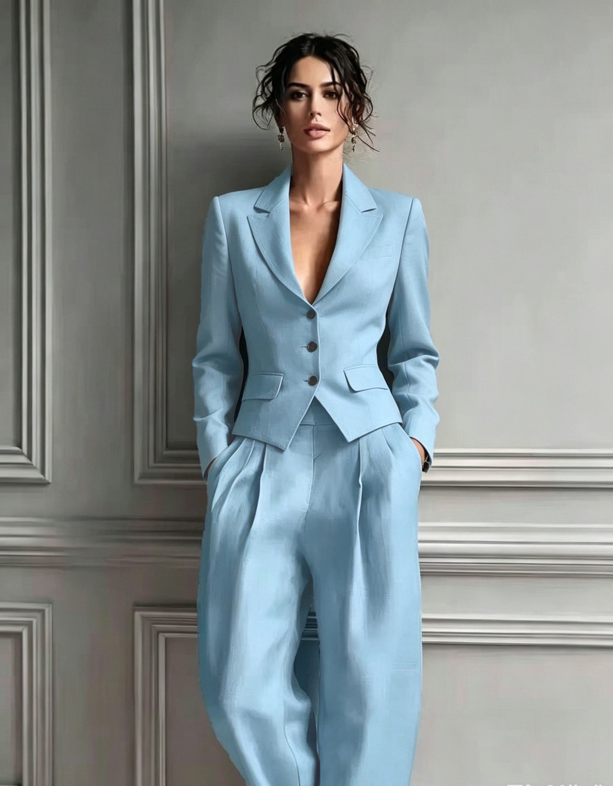 Single Row Button Fashion Casual Suit