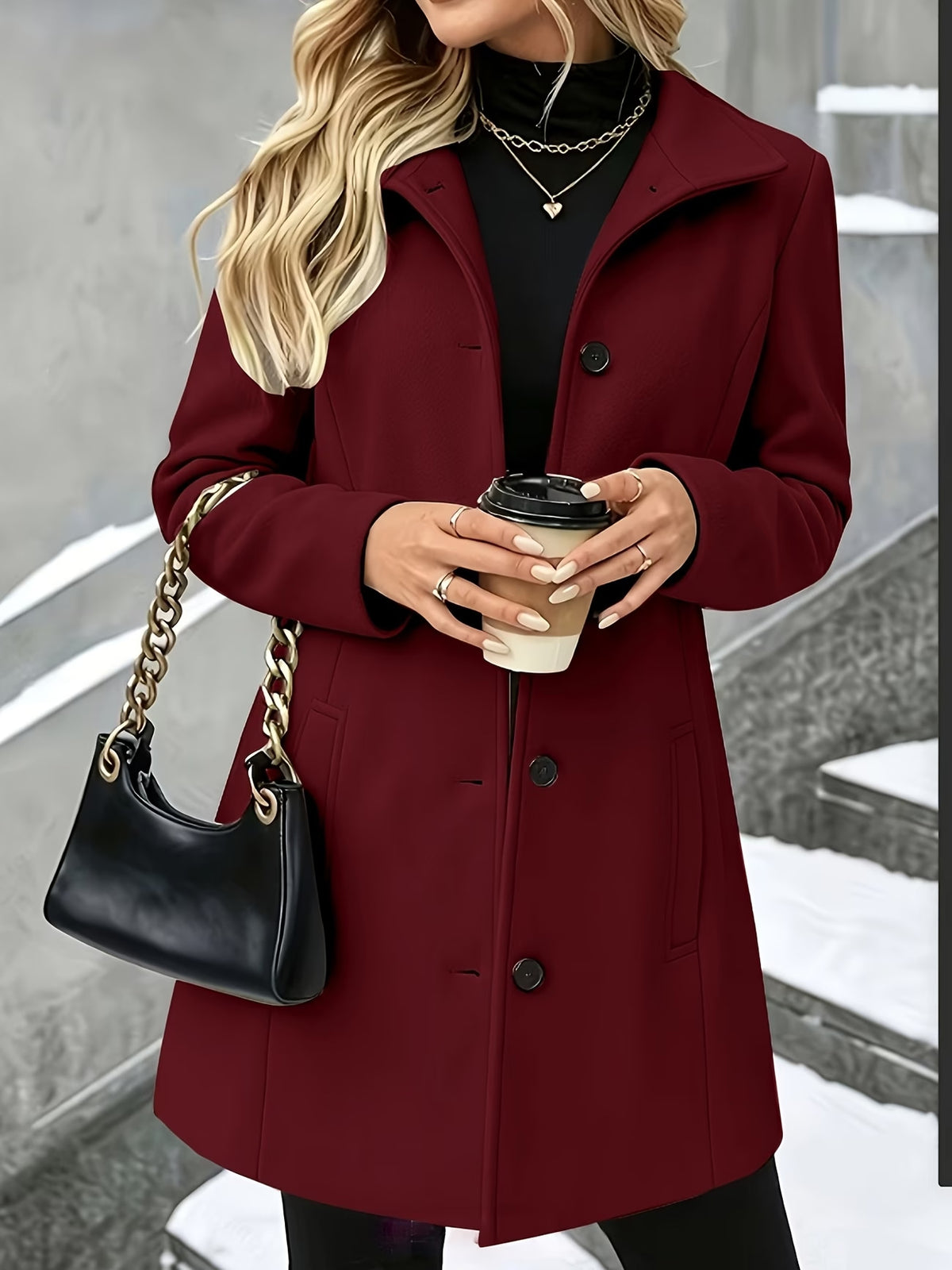 Women'S Lapel Single-Breasted Coat