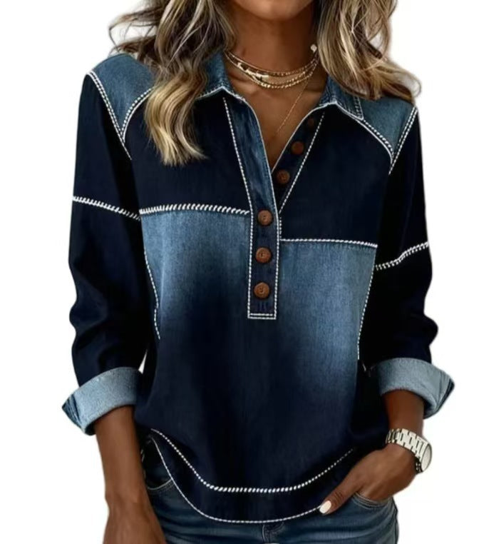 Women'S Loose-Fitting Lapel Sweater