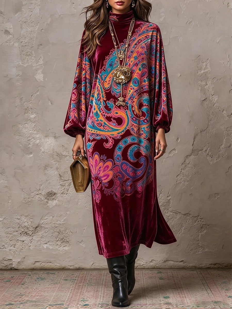 Printed Velvet Dress