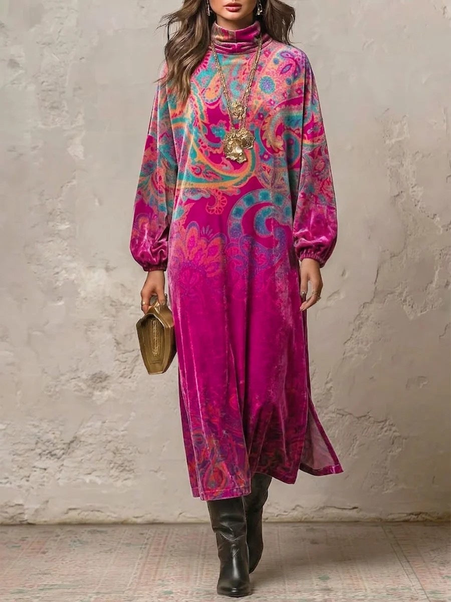 Printed Velvet Dress