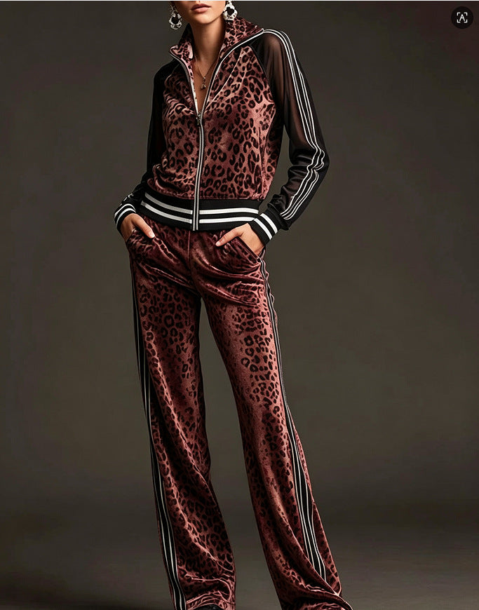Women'S Animal Print Casual Suit