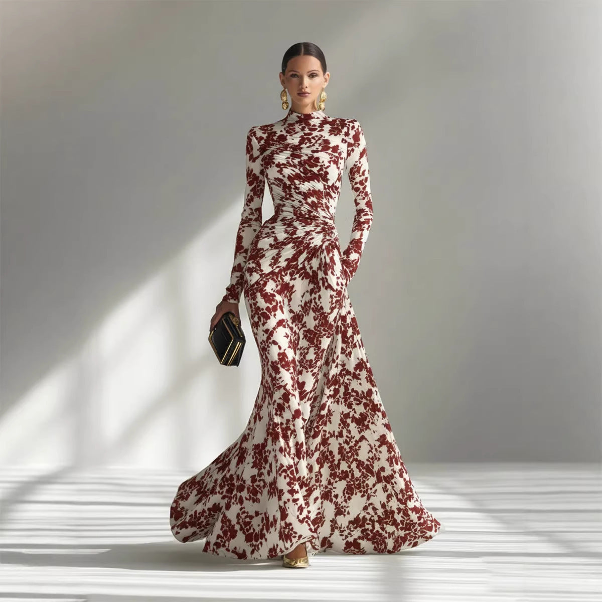 Printed Pleated Maxi Dress