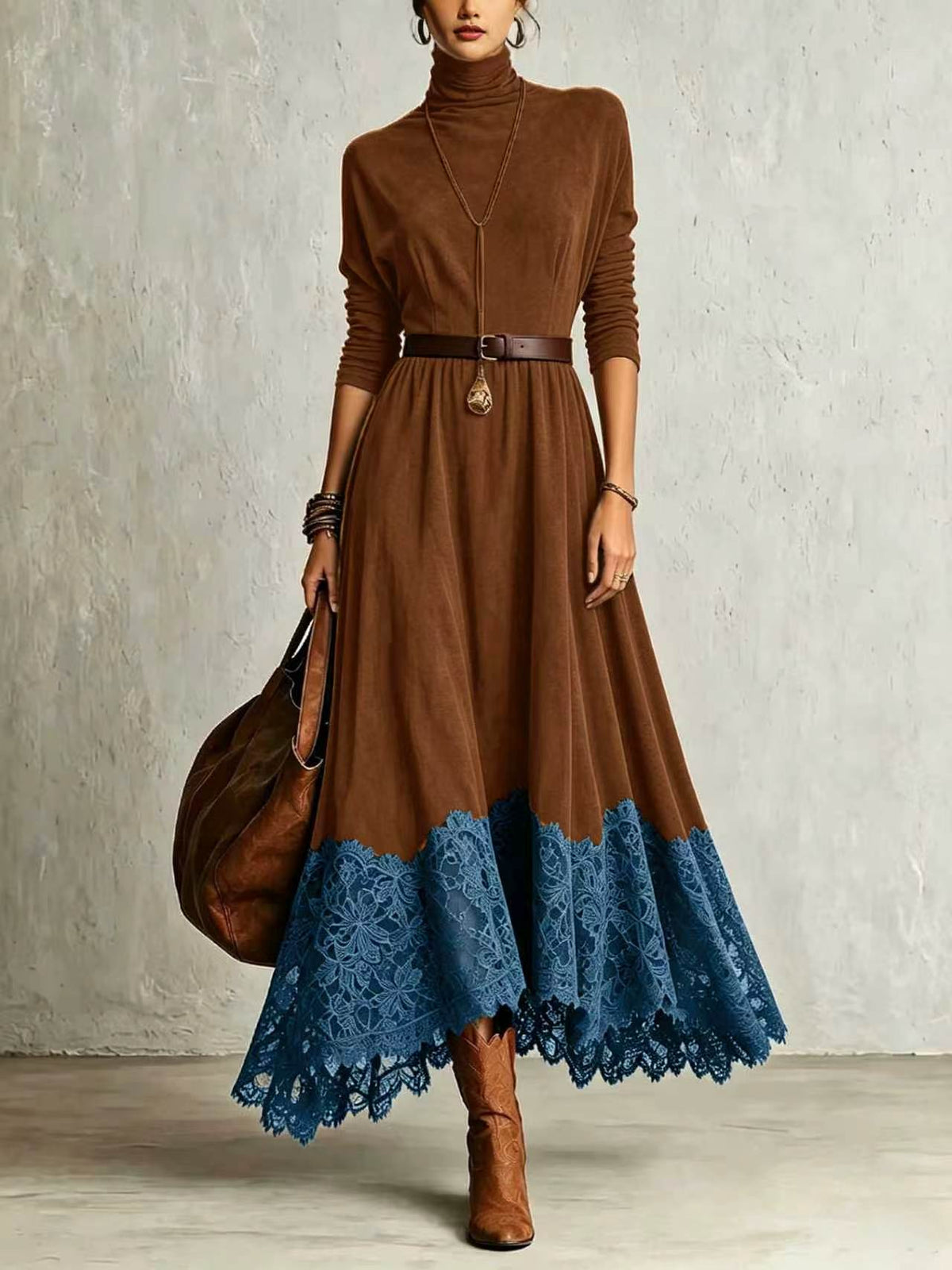 Lace Contrast Dress