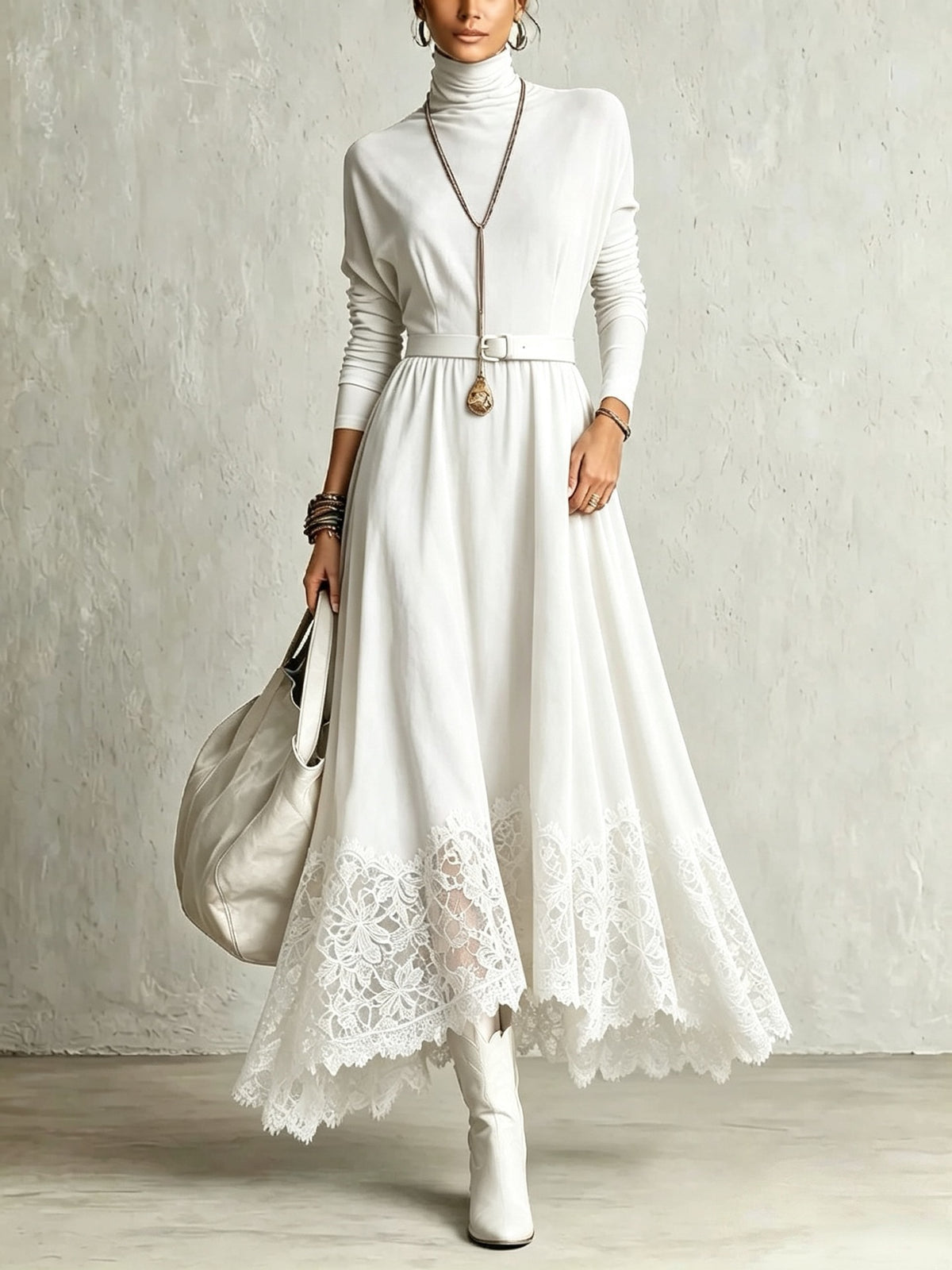 Lace Contrast Dress
