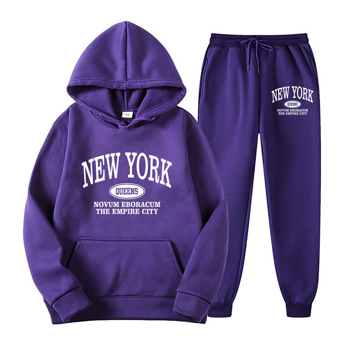 Plus Size Fleece Lined Long Sleeve Pullover Hoodie and Sweatpants Set