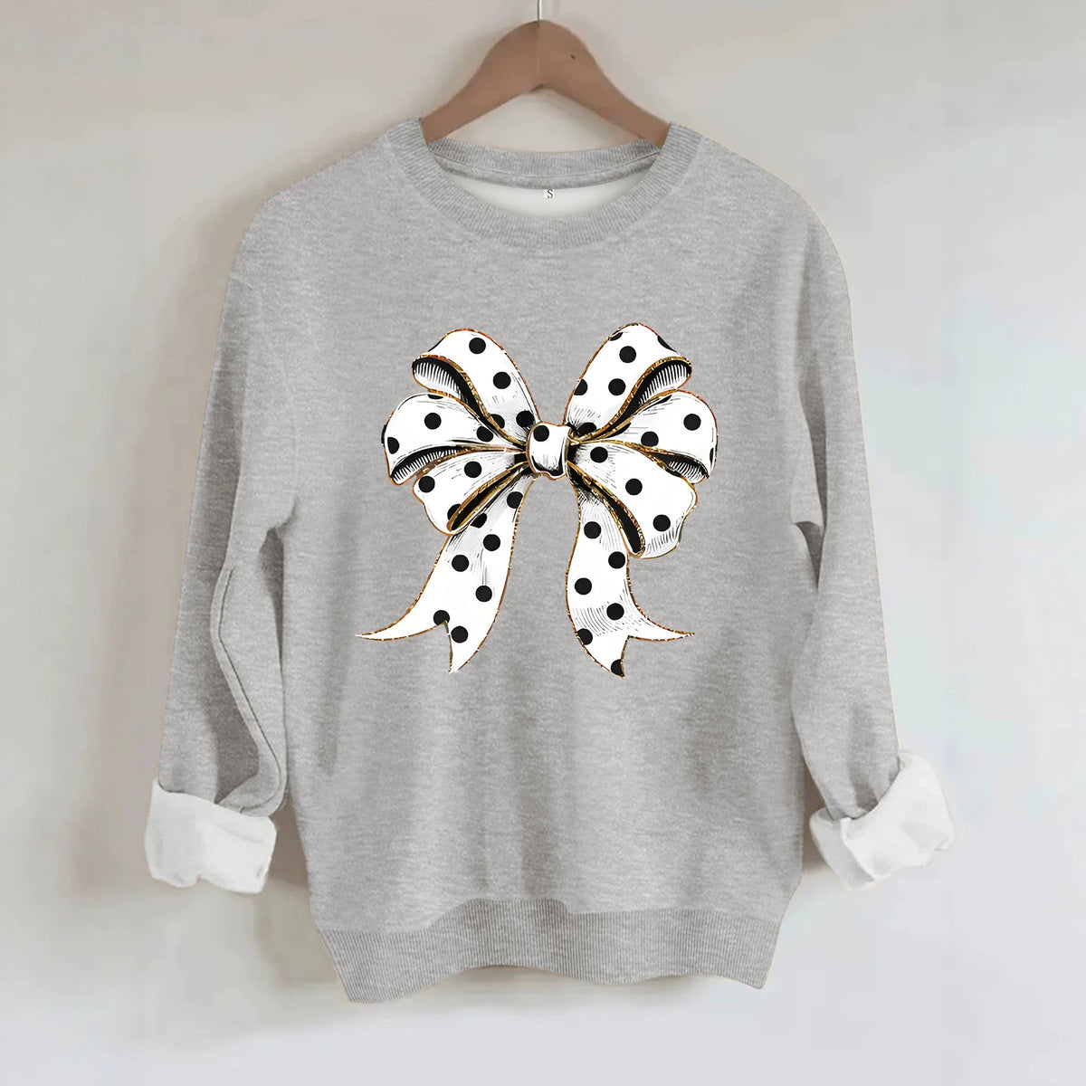 Round neck polka dot butterfly print hoodie