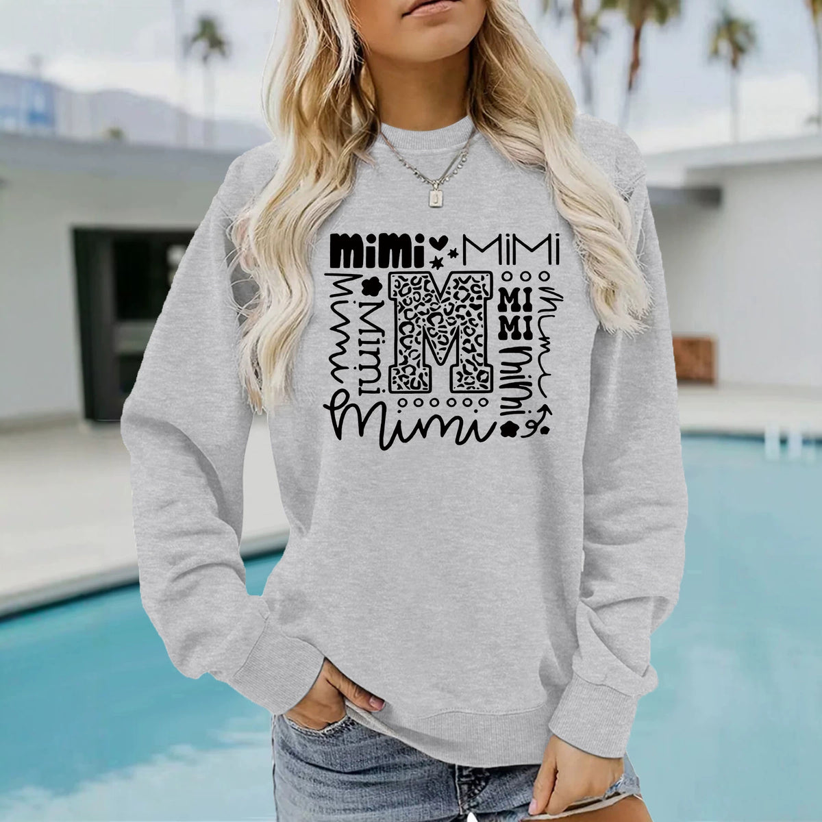 Letter printed round neck long sleeved sweatshirt