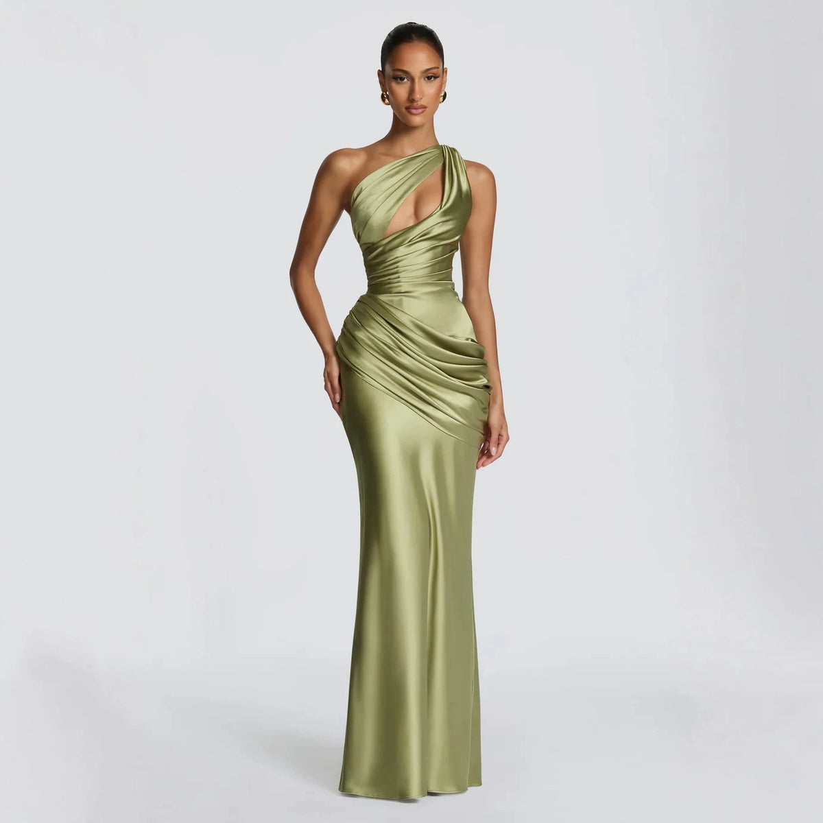 Women'S Slanted Shoulder Long Dress