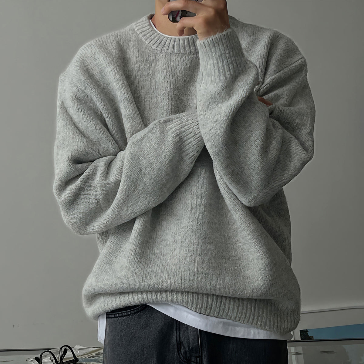 Solid Crewneck Sweater