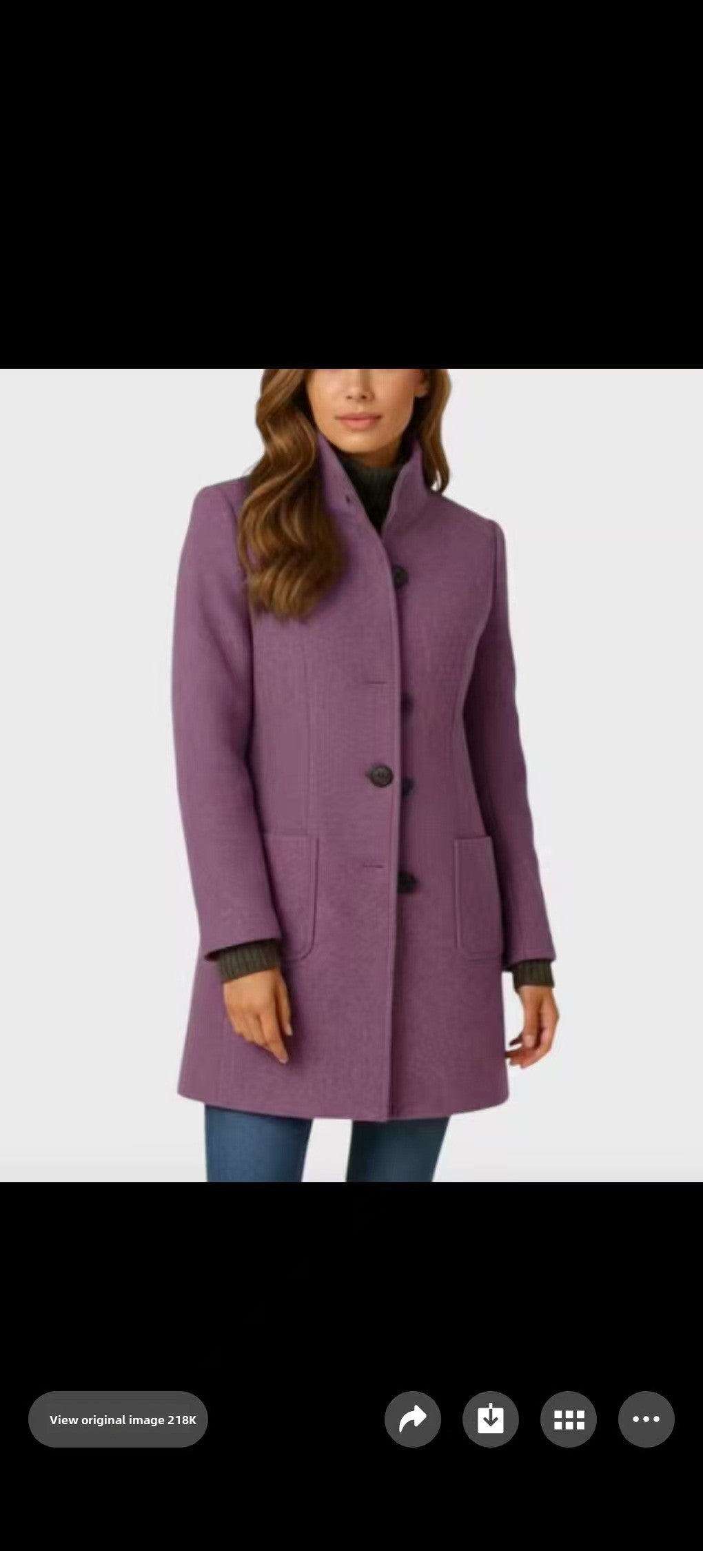 Solid Button-Collar Woolen Coat
