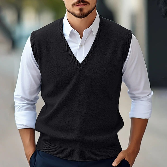 Casual Solid V-Neck Vest