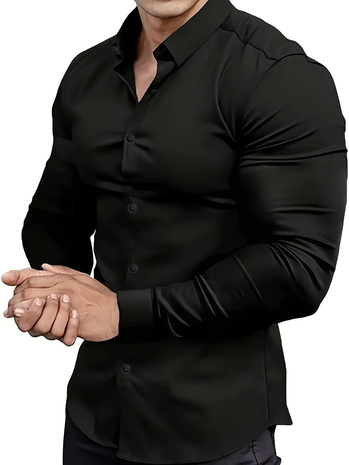 Men'S Long Sleeve Solid Color Shirt