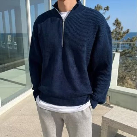 Half-Turtleneck Zipper Sweater