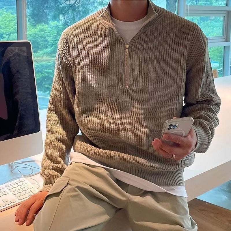 Half-Turtleneck Zipper Sweater