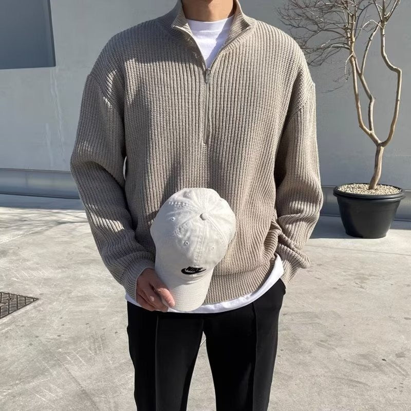 Half-Turtleneck Zipper Sweater