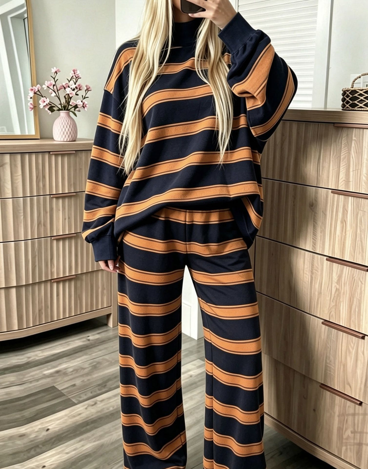 Striped Print Casual Set