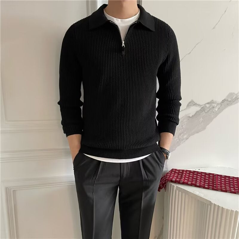 Half-Zip Polo Neck Sweater