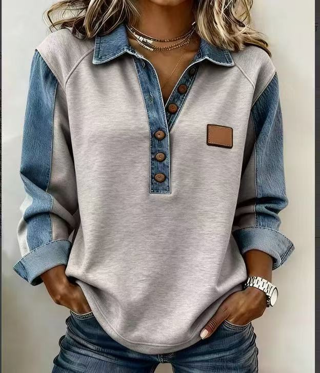 Women'S Loose-Fitting Lapel Sweater
