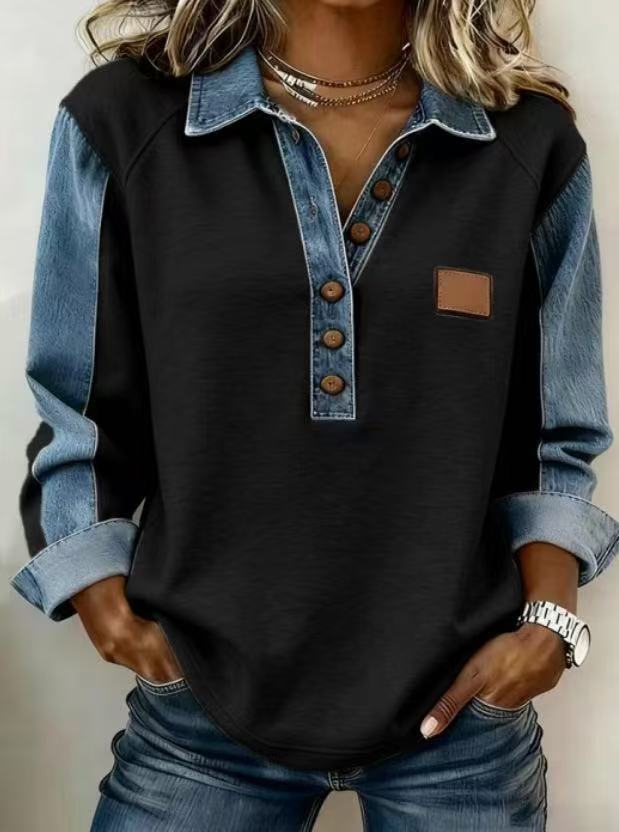 Women'S Loose-Fitting Lapel Sweater