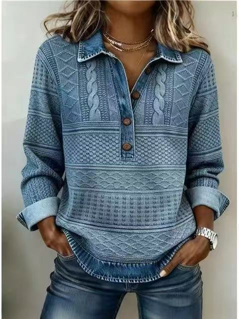 Women'S Loose-Fitting Lapel Sweater