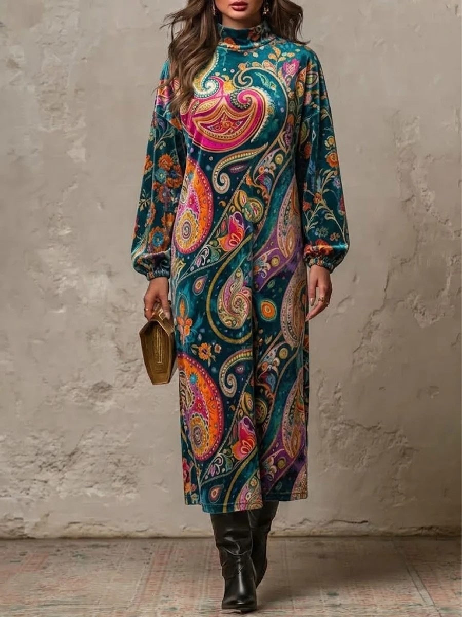Printed Velvet Dress