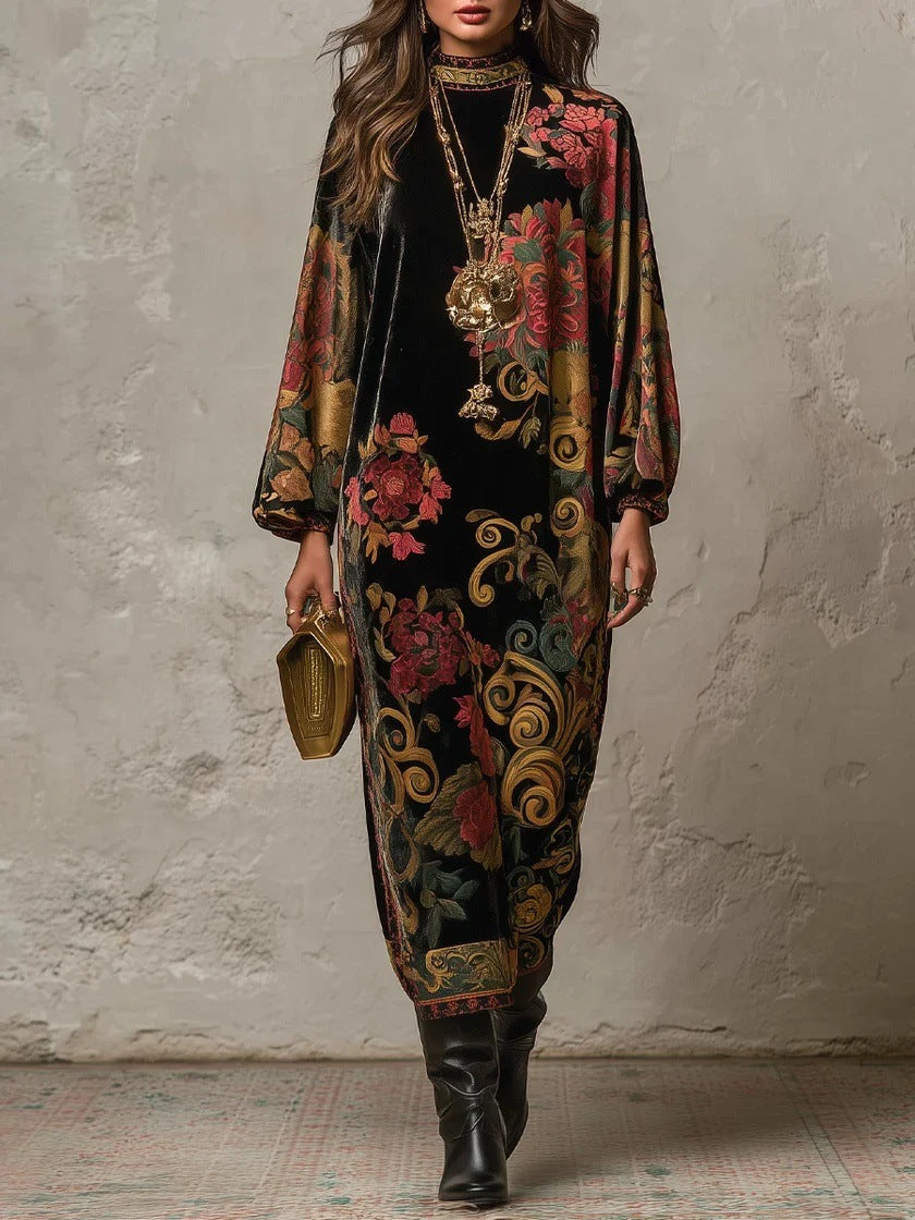 Printed Velvet Dress