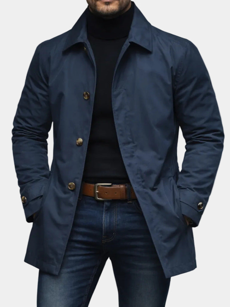 Retro Waterproof Long Sleeve Cardigan Coat