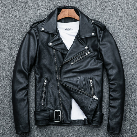 Slim-Fit Leather Biker Jacket