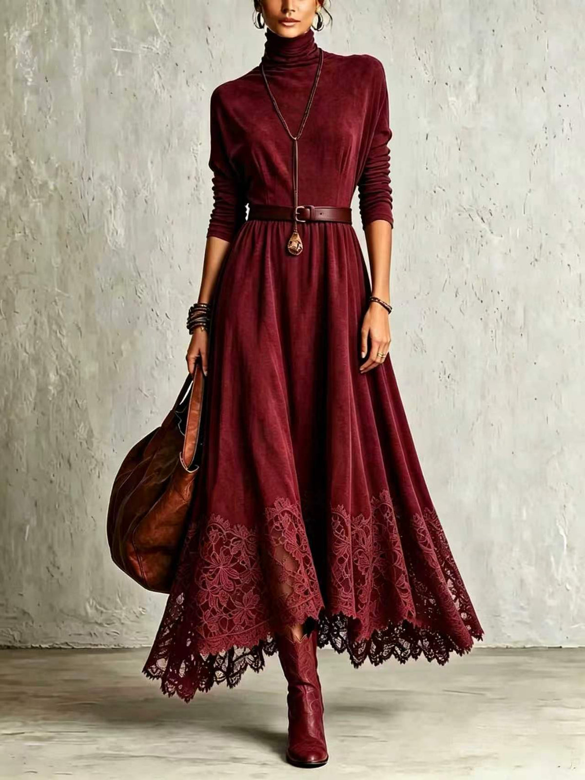 Lace Contrast Dress