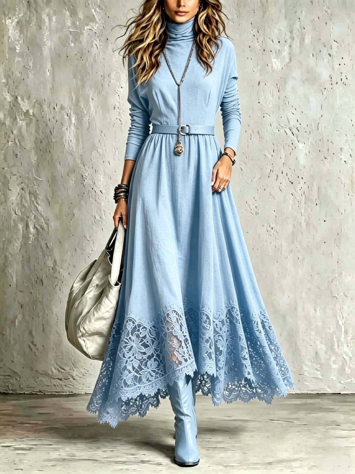 Lace Contrast Dress