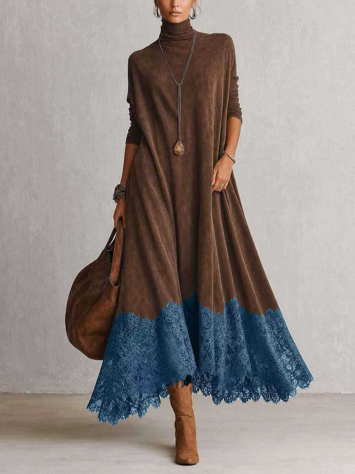 Lace Contrast Dress