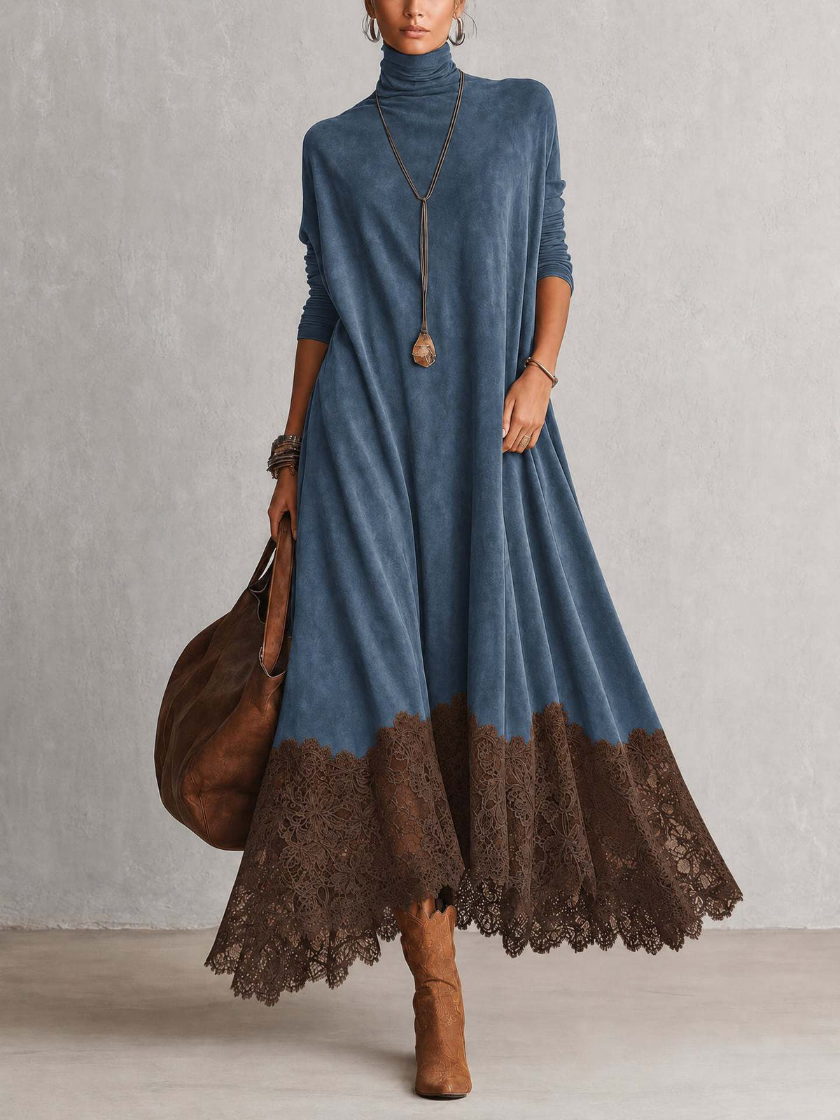 Lace Contrast Dress